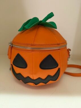 Halloween Pumpkin Crossbody Bag with Green Stem